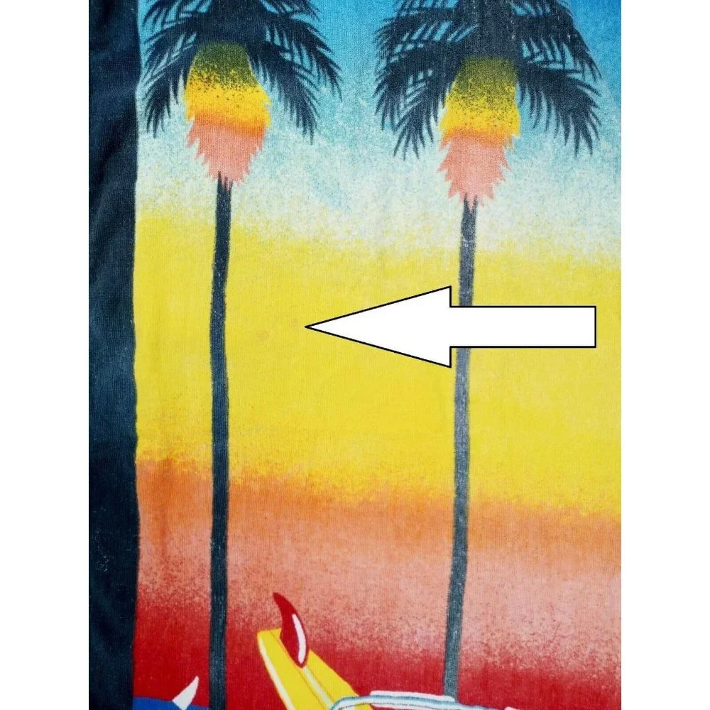 Vintage Beach Towel Surf Palm Trees Ocean Classic Car Chevy Bel Air Seven Seas